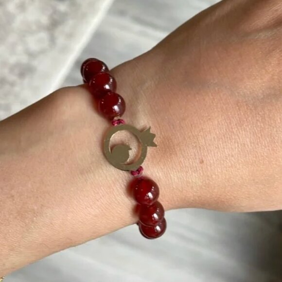 18k gold bracelet with Red Carnelian - Picture 2 of 8